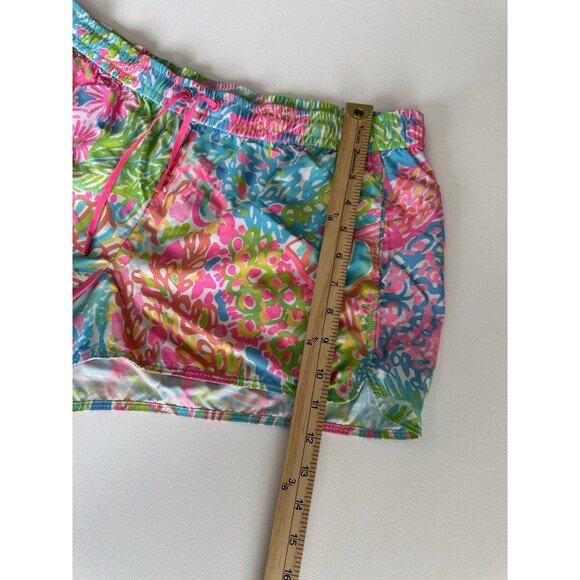 Lilly Pulitzer Women Nylon Luxletic Athletic Shorts in Bright Pink Blue Green XL - Picture 3 of 8